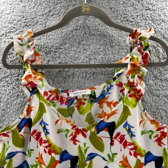 Rose + Olive Women's Large Tank Top Floral Ruffled Straps Summer Vacation - Picture 4 of 8